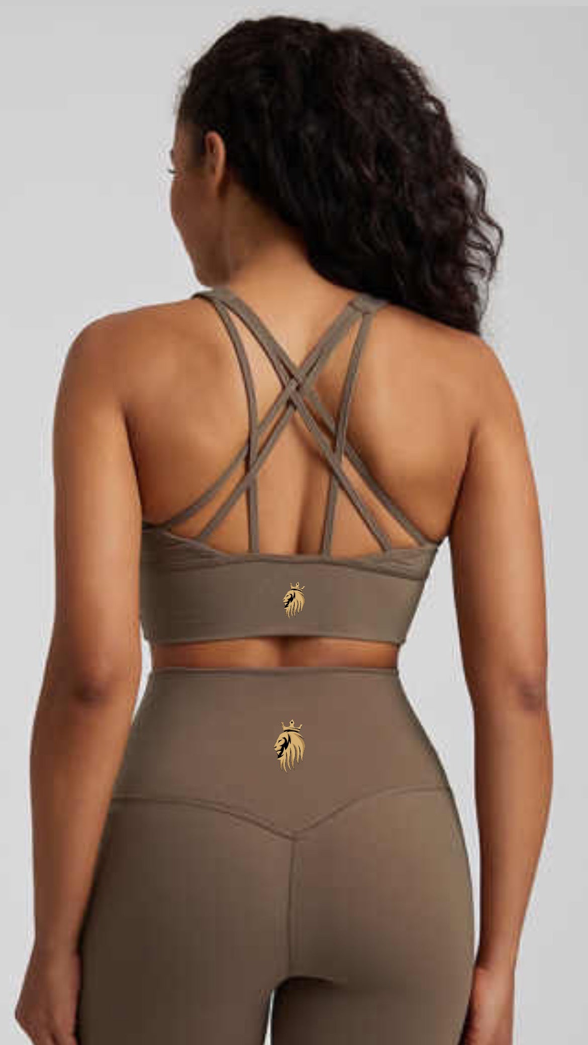 Athletic Brassiere Fitness Gym Sport Bra (Beige)